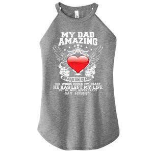 Amazing Dad Wings Cover My Heart Fathers Remembrance Gift Women's Perfect Tri Rocker Tank