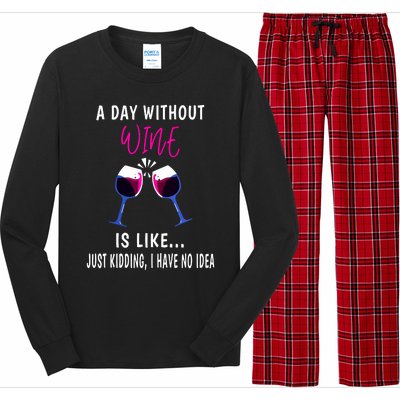 A Day Without Wine Wine Ladies Girl Drinking Wine Long Sleeve Pajama Set