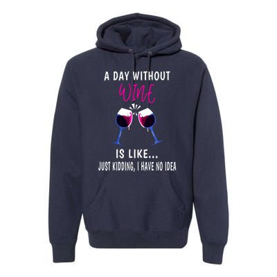 A Day Without Wine Wine Ladies Girl Drinking Wine Premium Hoodie