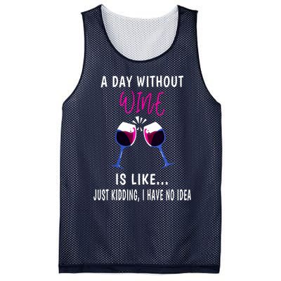 A Day Without Wine Wine Ladies Girl Drinking Wine Mesh Reversible Basketball Jersey Tank