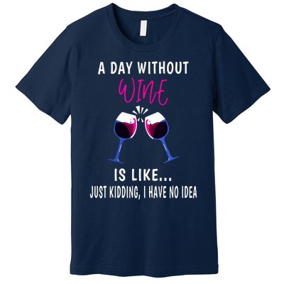 A Day Without Wine Wine Ladies Girl Drinking Wine Premium T-Shirt