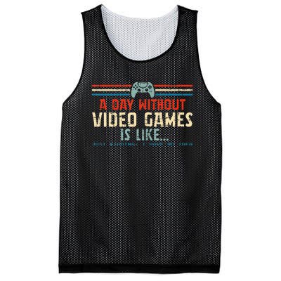 A Day Without Video Games Is Like Gamer Gifts Gaming Mesh Reversible Basketball Jersey Tank