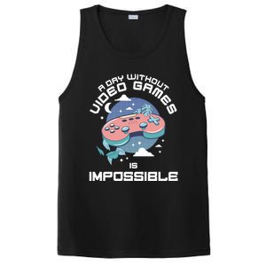 A Day Without Video Games Is Impossible Funny Gamer Gaming Funny Gift PosiCharge Competitor Tank