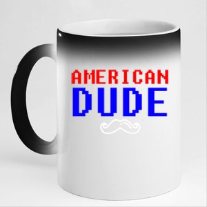 American Dude With Mustache Graphic Gift Cute Gift 11oz Black Color Changing Mug