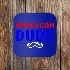 American Dude With Mustache Graphic Gift Cute Gift Coaster