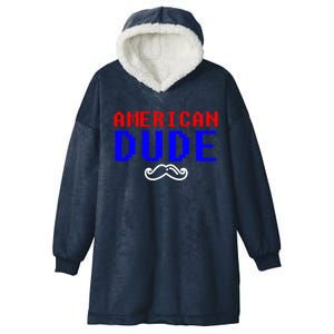 American Dude With Mustache Graphic Gift Cute Gift Hooded Wearable Blanket