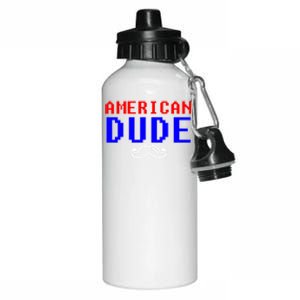 American Dude With Mustache Graphic Gift Cute Gift Aluminum Water Bottle