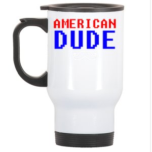 American Dude With Mustache Graphic Gift Cute Gift Stainless Steel Travel Mug