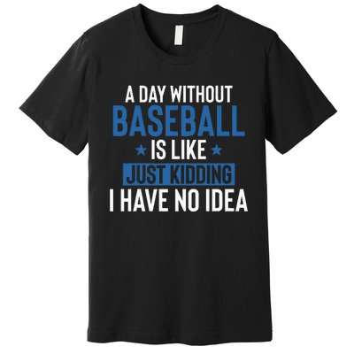 A Day Without Baseball Is Like Just Kidding I Have No Idea Premium T-Shirt