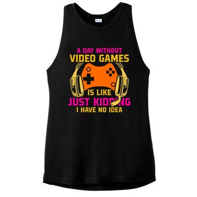 A Day Without Video Games Is Like Funny Gamer Gaming Gift Ladies PosiCharge Tri-Blend Wicking Tank