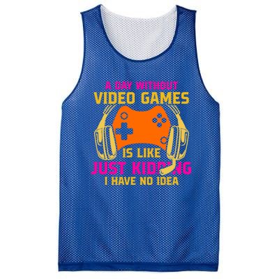 A Day Without Video Games Is Like Funny Gamer Gaming Gift Mesh Reversible Basketball Jersey Tank