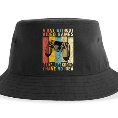 A Day Without Video Games Is Like Funny Gaming Gift Gamer Sustainable Bucket Hat