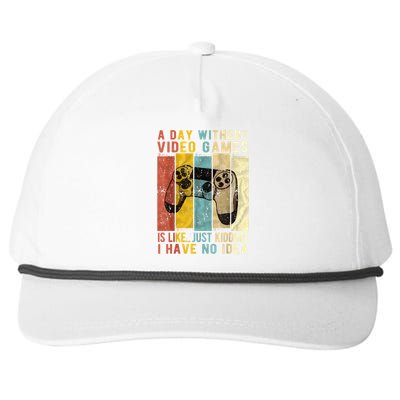 A Day Without Video Games Is Like Funny Gaming Gift Gamer Snapback Five-Panel Rope Hat