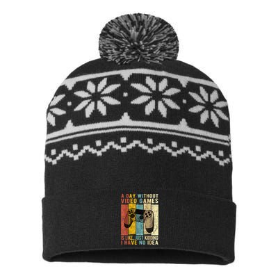 A Day Without Video Games Is Like Funny Gaming Gift Gamer USA-Made Snowflake Beanie