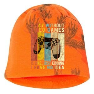 A Day Without Video Games Is Like Funny Gaming Gift Gamer Kati - Camo Knit Beanie