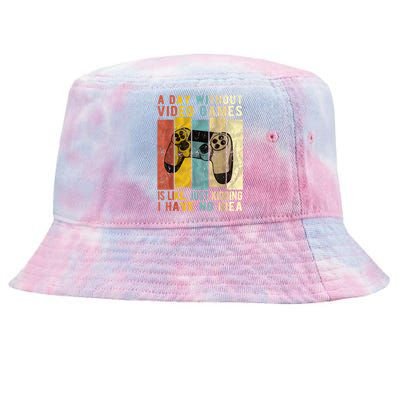 A Day Without Video Games Is Like Funny Gaming Gift Gamer Tie-Dyed Bucket Hat