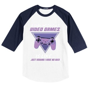 A Day Without Video Games Is Like Gaming Funny Retro Gamer Cute Gift Baseball Sleeve Shirt