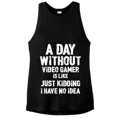 A DAY WITHOUT VIDEO GAMES IS LIKE, Funny Gaming Gamer Ladies PosiCharge Tri-Blend Wicking Tank