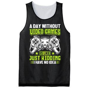 A DAY WITHOUT VIDEO GAMES IS LIKE Funny Gaming Gamer Mesh Reversible Basketball Jersey Tank