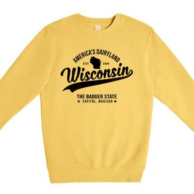 Americas Dairyland Wisconsin Est 1848 Vintage Premium Crewneck Sweatshirt