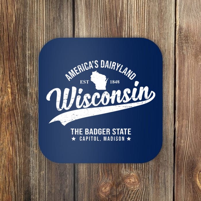 Americas Dairyland Wisconsin Est 1848 Vintage Coaster