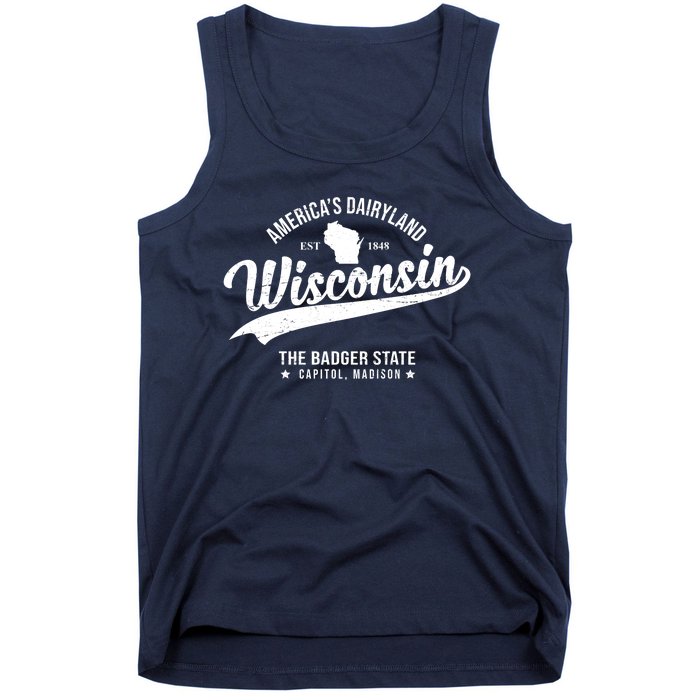 Americas Dairyland Wisconsin Est 1848 Vintage Tank Top