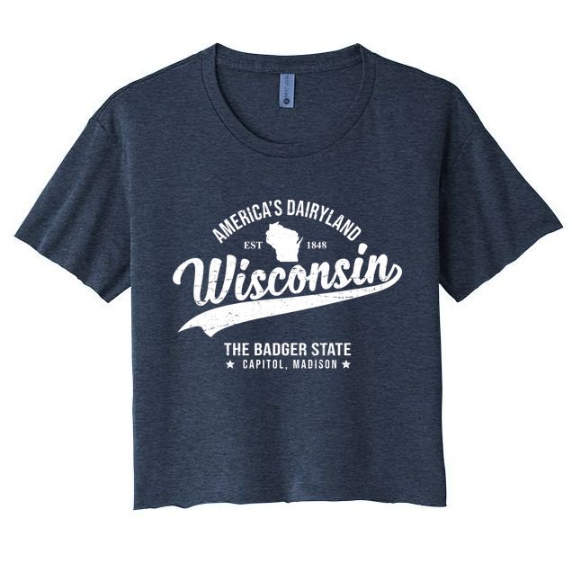 Americas Dairyland Wisconsin Est 1848 Vintage Crop Top