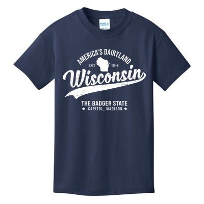 Americas Dairyland Wisconsin Est 1848 Vintage Kids T-Shirt