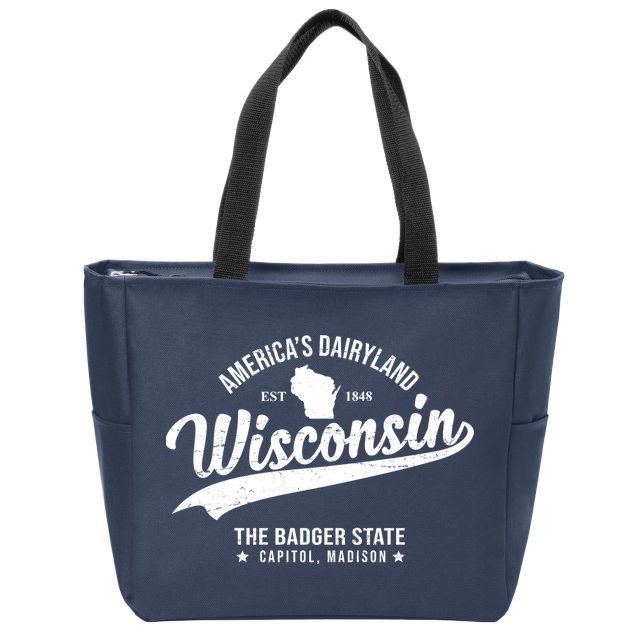 Americas Dairyland Wisconsin Est 1848 Vintage Zip Tote Bag