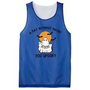 A Day Without Math Too Spooky Teacher Halloween Cute Ghost Gift Mesh Reversible Basketball Jersey Tank