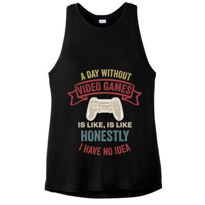 A Day Without Video Games Is Like Cool Gift Funny Gaming Cool Gift Ladies PosiCharge Tri-Blend Wicking Tank