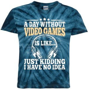 A Day Without Video Games Funny Video Gamer Gaming Retro Kids Tie-Dye T-Shirt