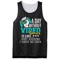 A Day Without Video Games Is Like Funny Gaming Gamer Mesh Reversible Basketball Jersey Tank