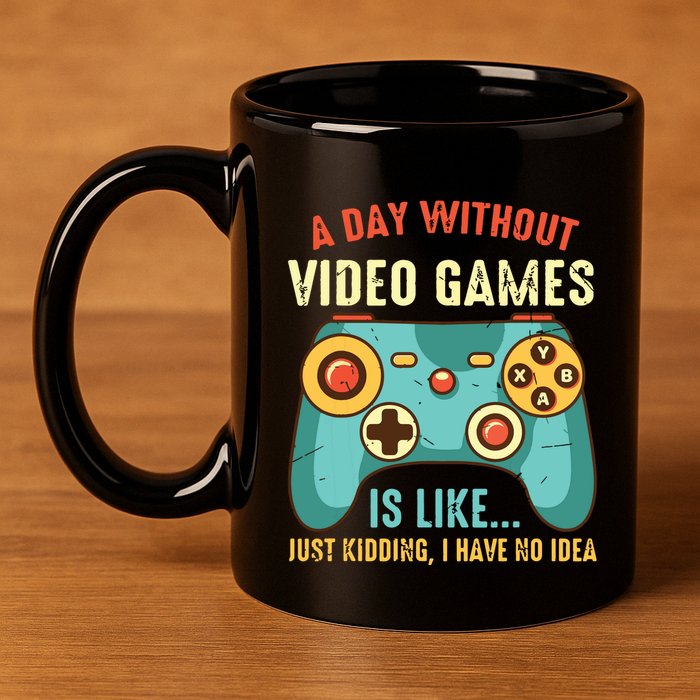 A DAY WITHOUT VIDEO GAMES IS LIKE Funny Gaming Gamer 11oz C Handle Ceramic Mug