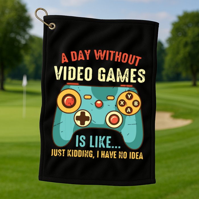 A DAY WITHOUT VIDEO GAMES IS LIKE Funny Gaming Gamer Golf Towel