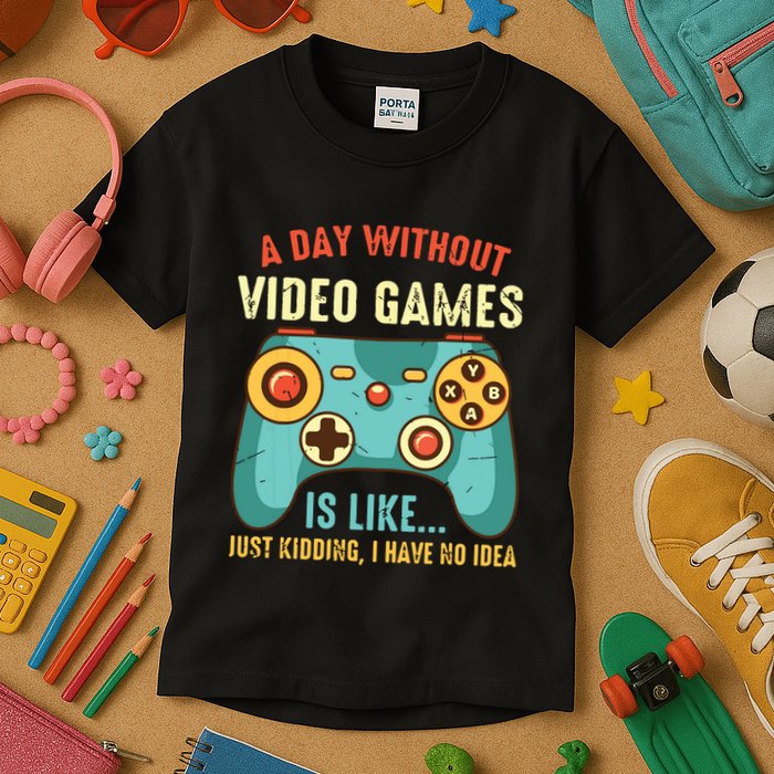 A DAY WITHOUT VIDEO GAMES IS LIKE Funny Gaming Gamer Kids T-Shirt