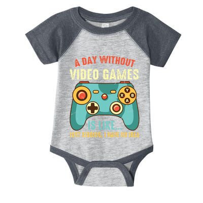 A DAY WITHOUT VIDEO GAMES IS LIKE Funny Gaming Gamer Infant Baby Jersey Bodysuit