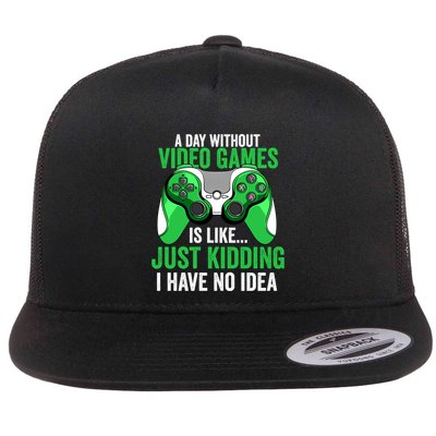 A Day Without Video Games Gamer Funny Gaming Vintage Flatbill Hat