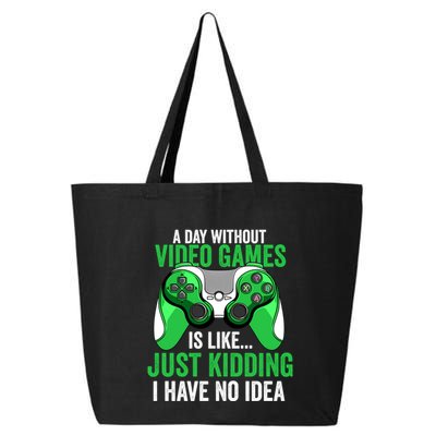 A Day Without Video Games Gamer Funny Gaming Vintage 25L Jumbo Tote
