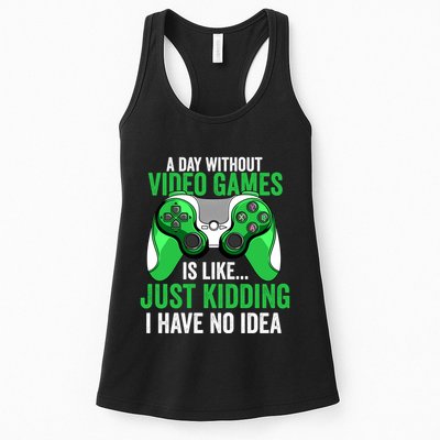 A Day Without Video Games Gamer Funny Gaming Vintage Womens Tank Top
