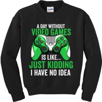 A Day Without Video Games Gamer Funny Gaming Vintage Kids Sweatshirt