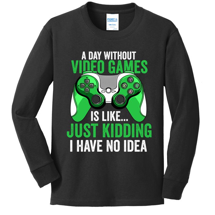 A Day Without Video Games Gamer Funny Gaming Vintage Kids Long Sleeve Shirt