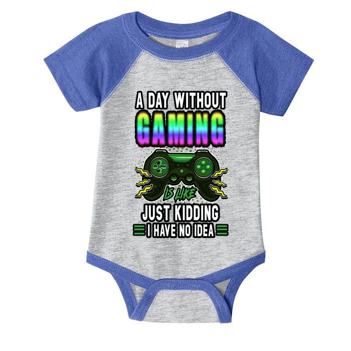 A Day Without Video Games Is Like Funny Video Gamer Gaming Gift Infant Baby Jersey Bodysuit