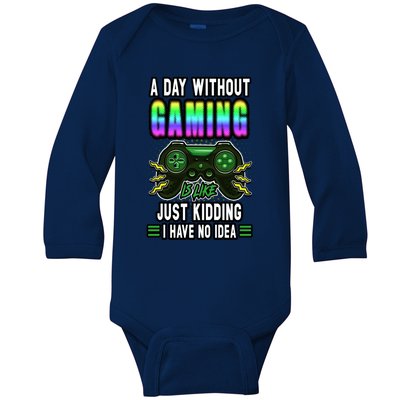 A Day Without Video Games Is Like Funny Video Gamer Gaming Gift Baby Long Sleeve Bodysuit