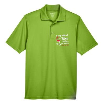 A Day Without Wine Is Like Just Ding Wine Er Funny Funny Gift Men's Origin Performance Pique Polo