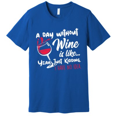 A Day Without Wine Is Like Just Ding Wine Er Funny Funny Gift Premium T-Shirt