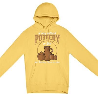 A Day Without Pottery Is Like Just Kidding, I Have No Idea. Premium Pullover Hoodie