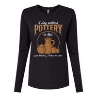 A Day Without Pottery Is Like Just Kidding, I Have No Idea. Womens Cotton Relaxed Long Sleeve T-Shirt