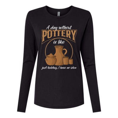 A Day Without Pottery Is Like Just Kidding, I Have No Idea. Womens Cotton Relaxed Long Sleeve T-Shirt