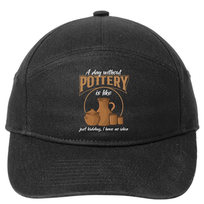 A Day Without Pottery Is Like Just Kidding, I Have No Idea. 7-Panel Snapback Hat